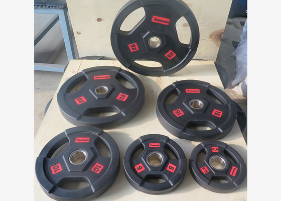 As placas de borracha pretas do peso do Barbell do plutônio/levantamento de peso chapeiam 2,5 - 25kgs